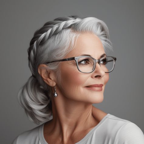 35 Elegant Hairstyles for Women Over 60 with Glasses Long Hair Bridal Styles, Long Hair Bridal, Grey Hair And Glasses, Sophisticated Hairstyles, Hairstyles For Women Over 60, Hairstyles With Glasses, Find Hairstyles, Bridal Styles, Modern Haircuts