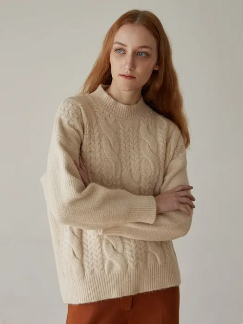 Cable Knitwear | W Concept Cable Knitwear, Big Twist, Eclectic Design, Wool Blend Sweater, Corduroy Pants, Knit Fashion, Cozy Sweaters, Knitwear Women, Wool Blend