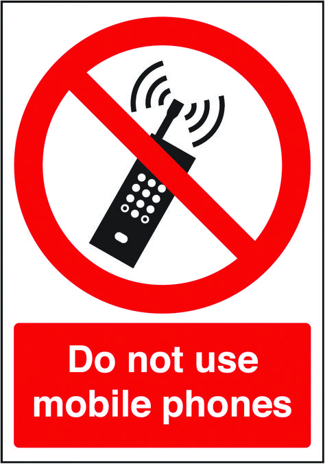 Do not use mobile phones sign.   Beaverswood - Identification Solutions Poster Sampah, Fallacy Examples, Environmental Signs, Prohibition Signs, Safety Signs And Symbols, Traffic Warning Signs, Hospital Signage, Health And Safety Poster, Bulletin Boards Classroom Decor