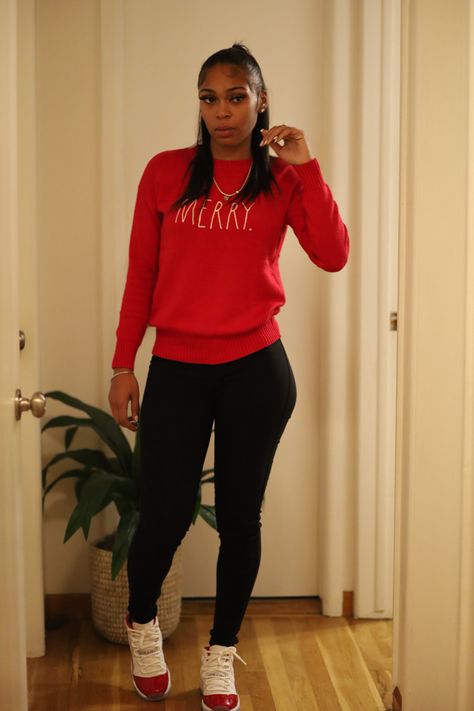 Jordan 11 Outfit Women Cherry, Cherry Red 11s Outfit Black Women, Jordan 11 Cherry Outfit, Cherry 11s Outfit, 11s Outfit, Cherry 11, Drip Clothing, Jordan 11 Outfit Women, Red And Black Outfits