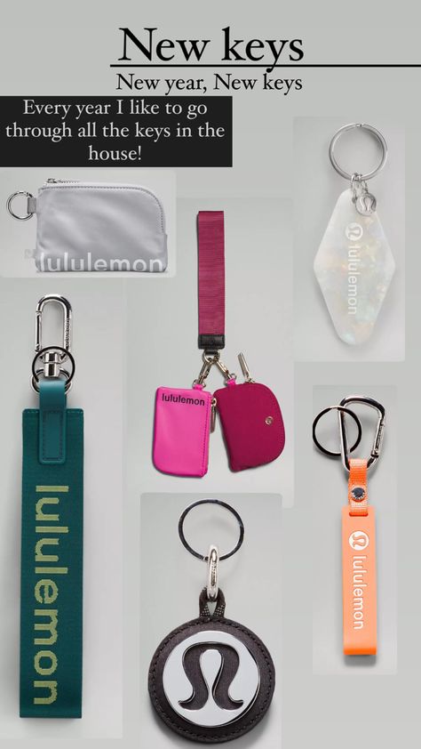 Lululemon Keychain Wallet, Lulu Keychain Aesthetic, Lululemon Keychain Ideas, Lululemon Keychain Aesthetic, Keychain Lululemon, Aesthetic Car Keys, Lululemon Wallet, Lululemon Wristlet, Car Keys Keychain Ideas