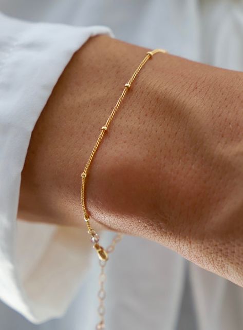 Bracelets | Lady Black Tie Ball Chain Bracelet, Chains Aesthetic, Gold Bracelet Simple, Gold Bracelet Chain, Gold Plated Bracelets, Girly Jewelry, Braided Bracelets, Gold Filled Chain, Ball Chain