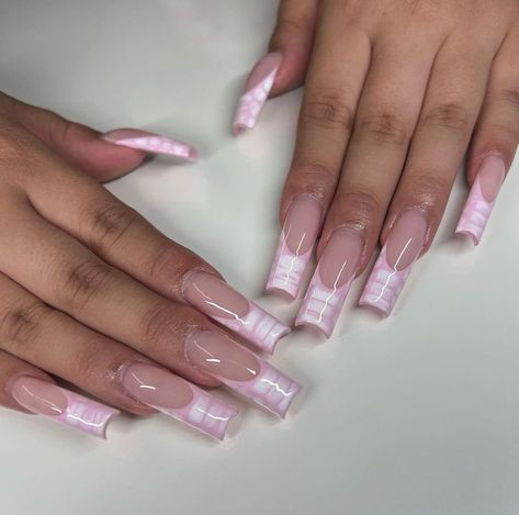 Pink 3d Croc Nails, Pink Croc French Tip Nails, Croc French Tip Nails, Croc Print French Tip Nails, Pink Croc Nails, Croc Print Nails, Croc Nails, Snake Nails, Purple Acrylic Nails