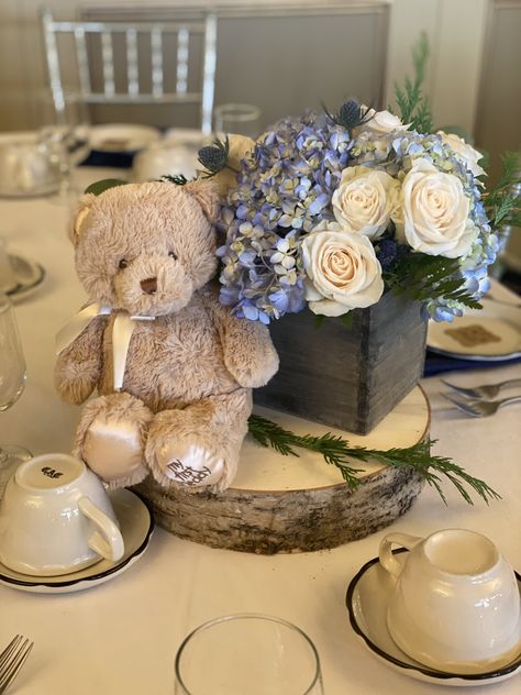 Teddy Bear Hot Air Balloon Theme Centerpieces, Teddy Bear Centerpieces Wood, Teddy Bear And Flowers Centerpieces, Teddy Bear Floral Centerpieces, Bear Themed Centerpieces, Teddy Bear Flower Centerpiece, Teddy Bear Box Centerpiece, Baby Shower Center Piece For Boys, Bear Centerpieces Boys