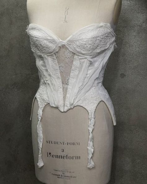 Gyouree Kim 규리킴 on Instagram: "New Rose corset and Shard corset white are made from the same pattern I created this June 🪡  + fitting with Cherida in July  #gyoureekim #corset #recycled #fabric #handmade" Rose Corset, Mermaid Corset, Goth Princess, Corset Design, Sheer Corset, White Mermaid, Fashion Design Ideas, Youth Clothing, Style Moodboard