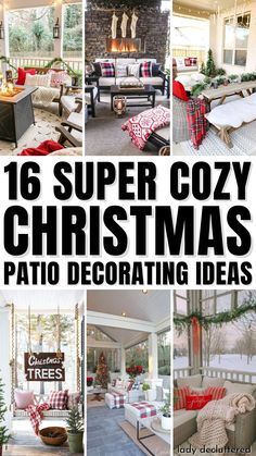 Enclosed Porch Christmas Decor, Holiday Patio Decor, Christmas Screened Porch Decor, Christmas Decor Screened Porch, Screened Porch Christmas Decor, Christmas Screen Porch Decorating Ideas, Patio Cozy Ideas, Small Patio Christmas Lights, Christmas Decor Ideas Outdoor Patio