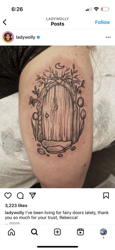 Fairy Tale Tattoo, Door Tattoo, Ivy Tattoo, Wood Tattoo, Art Inspired Tattoos, Whimsical Tattoos, Garden Tattoos, Witch Tattoo, Fantasy Tattoos