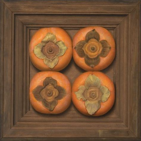 Sydney Bella Sparrow | Persimmons Persimmon Aesthetic, Persimmon Art, Object Design, Types Of Fruit, Linocut Art, Mural Wall, Shape Art, Spring Festival, Persimmon