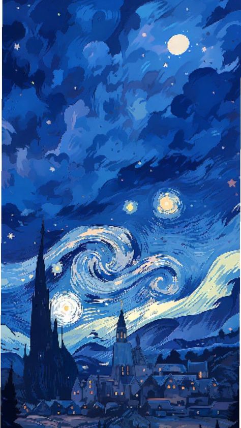 Phone Wallpaper Galaxy, Embroidery Background Wallpaper, Iphone Wallpaper Galaxy, Starry Night Picture, Van Gogh Wallpaper, Starry Night Wallpaper, Starry Night Art, Artistic Pictures, Arte Van Gogh