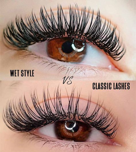 Types Of Eyelash Extensions, Eyelash Extensions Classic, Natural Fake Eyelashes, Full Eyelashes, Wet Style, Classic Lashes, Lashes Fake Eyelashes, Eyelash Primer, Eyelash Technician