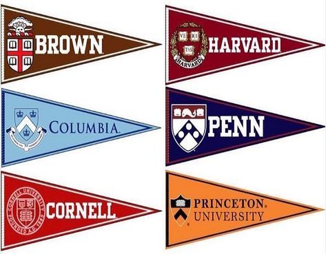 custom mini college, university, school pennants, flags and banners at wholesale University Inspiration, College Pennants, Ivy League Colleges, Dream University, Ivy League Universities, College Flags, Ivy League Schools, Ivy League Style, Dream College