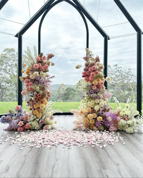 Wedding Theme Color Schemes, Church Wedding Flowers, We Are Forever, Aisle Flowers, Wedding Backdrop Design, Wedding Arch Flowers, Modern Fairytale, Lovely Bride, Flower Installation