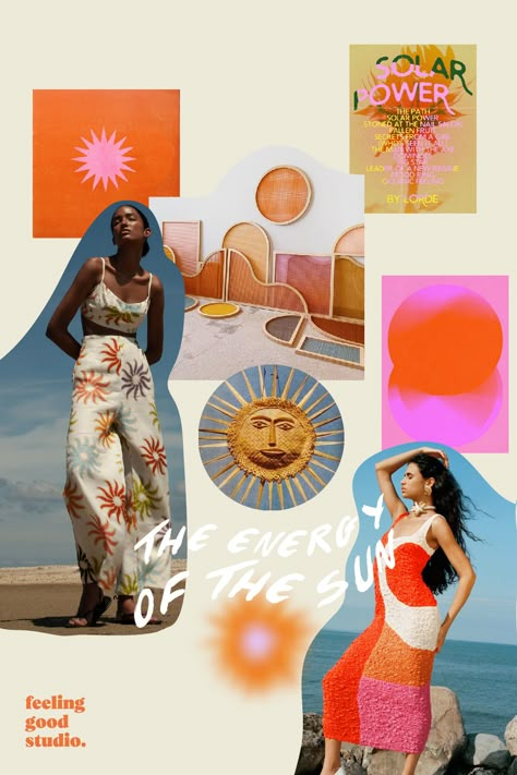 Moodboard The energy of the Sun 🌞 Mara Hoffman - Cala de la Cruz - Equator - Lorde - Hayley Sheldon - Die Doing Photo Collection Design, Instagram Style Design, Summer Outfits Moodboard, Fashion Moodboard Ideas, Summer Design Graphic, Moodboard Graphic Design, Hayley Sheldon, Sun Outfits, Summer Graphic Design