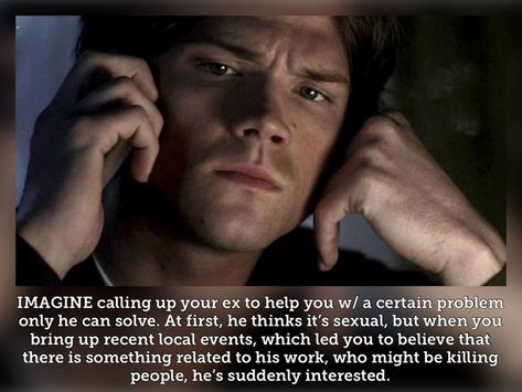 #imagine #supernatural #samwinchester #jared #padalecki I'm Not In The Mood, Supernatural Bunker, Supernatural Imagines, Not In The Mood, Call Up, Kill People, Sam Winchester, Jared Padalecki, Superwholock