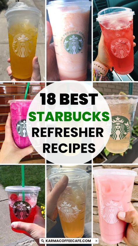 Make your favorite Starbucks Refreshers at home with these easy copycat recipes! From Strawberry Acai to Peach Green Tea, enjoy the cool, refreshing flavors anytime. Starbucks Refreshers Recipe To Order, Starbucks Refreshers At Home, Refreshers At Home, Starbucks Refreshers Recipe, Refresher Recipes, Strawberry Acai Refresher Recipe, Starbucks Tea Recipes, Dairy Free Starbucks Drinks, Starbucks Teas Drinks