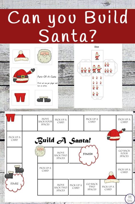 Christmas Board Games For Kids, Christmas Board Games Printable, Santa Says Game, Christmas Board Games Diy, Diy Christmas Games For Kids, Christmas Exercises For Kids, Build A Santa Printable, Diy Christmas Games, Build A Santa