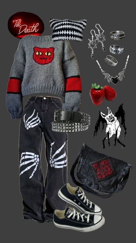 Marceline Clothes Outfits, Marceline Aesthetic Outfits, Adventure Time Inspired Outfits, Marceline Inspired Outfits, Grunge Red Outfit, Vampire Look Outfits, Red Grunge Aesthetic Outfits, Marceline Halloween Costume, Vampire Style Outfits