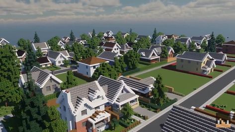 Minecraft Town Layout Modern, Minecraft Suburban House Blueprints, Minecraft American Town, Minecraft Paris House, Minecraft Town Ideas Layout Modern, Minecraft Houses Suburban, Minecraft Small City, Minecraft Neighborhood Ideas, Minecraft Suburbs