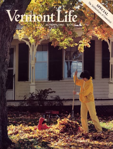 Autumn 1983. Even hard work is made easier for Ruth McCullough when the accompanying music is a child’s laughter. The tot supplying the chorus of giggles in this scene in South Strafford is her daughter, Jill. Photographer Jon Gilbert Fox captured this symphony of light and color. Fall Nostalgia, Monthly Aesthetic, Tis Autumn, Tiny Pies, Cedar Sage, Chunky Baby, Chunky Babies, New Yorker Covers, Life Cover