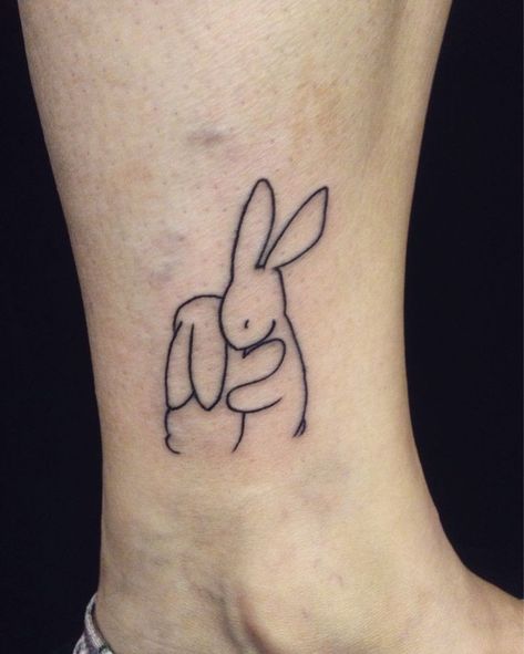 Hase Tattoos, White Rabbit Tattoo, Bunny Tattoo, Rabbit Tattoo, Bunny Tattoos, Rabbit Tattoos, Tattoos For Daughters, Little Tattoos, Small Tattoo