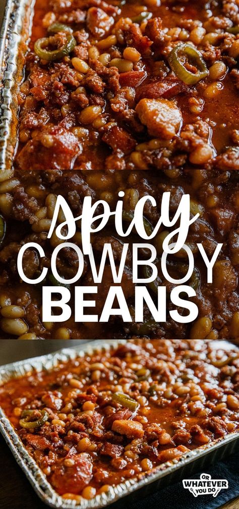 Spicy Cowboy Beans - Or Whatever You Do Spicy Cowboy Beans, Cowboy Beans Stovetop, Spicy Baked Beans Recipe, Loaded Baked Beans, Prime Rib Recipe Easy, Leftover Prime Rib Recipes, Cowboy Baked Beans, Easy Smoker Recipes, Chef Grill