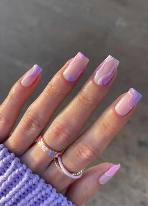 Pastels Nail, Square Gel Nails, Unghie Sfumate, Spring Acrylic Nails, Simple Gel Nails, Summery Nails, Her Nails, Press Ons, Short Acrylic Nails Designs