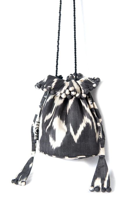 Expandable Ikat Bag with Tassels – NOMADIC Ikat Bag, Silk Cape, Small Drawstring Bag, Ikat Dress, Flat Hats, Headband Jewelry, Silk Ikat, Gem Necklace, Shell Bracelet