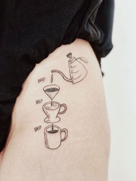 Cute Coffee Tattoo, Coffee Lover Tattoo, Coffee Tattoo Ideas, Lover Tattoo, Her Tattoo, Coffee Tattoo, Coffee Tattoos, Tattoos For Lovers, Simple Tattoo