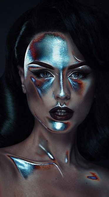 Sci Fi Makeup, Alien Make-up, Robot Makeup, Cyberpunk Makeup, Iridescent Makeup, Futuristic Makeup, Fantasy Make-up, Alien Makeup, Space Makeup