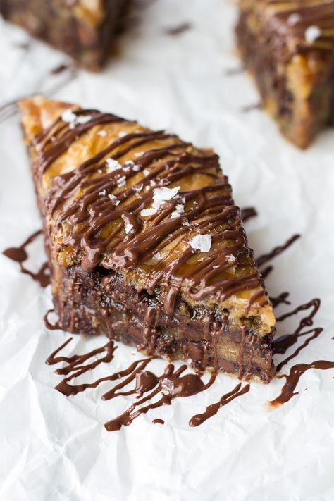 Salted Chocolate Chip Cookie Baklava | halfbakedharvest.com Salted Chocolate Chip Cookies, Baklava Recipe, Half Baked, Salted Chocolate, Half Baked Harvest, Chocolate Chip Cookie, Baklava, Pavlova, Dessert Bars