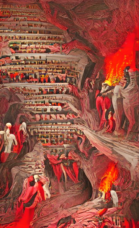 A top down AI interpretation of the levels of Dante’s hell Dante’s Inferno, Inferno Aesthetic, Inferno Dante, Dante Inferno, Dante's Inferno, Divina Commedia, Alchemy Art, Divine Comedy, Dantes Inferno