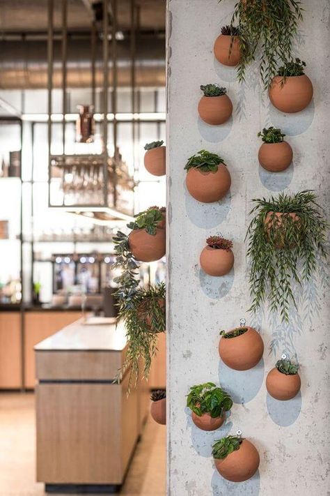 Cafe Plants Interiors, Green Cafe Design, Cafe Bistro Design, Creative Cafe Interior, Install Floating Shelves, Cafe Plants, Wall Art Decor Ideas, Cosy Cafe, Art Decor Ideas