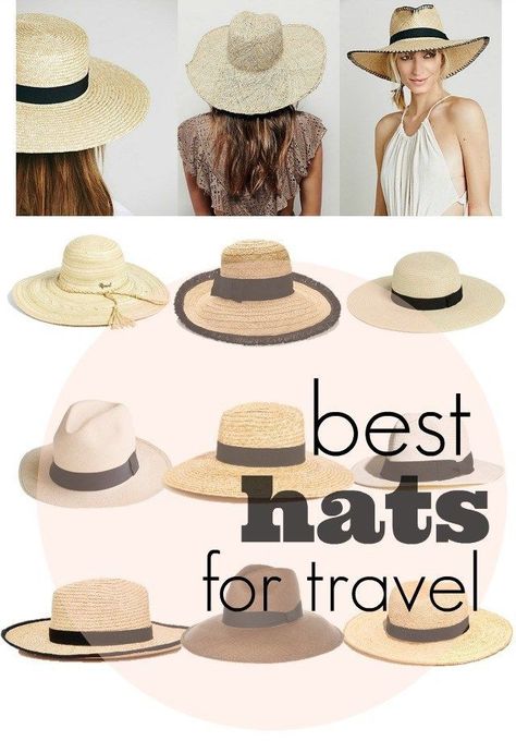 how to pack a hat, best hats for travel - When you go on a vacation to somewhere sunny a wide brim hat is definitely something you want to pack. But they do present a packing challenge until you learn the trick! Find some awesome hats for travel and how to pack them. Hats In Italy, Packing Vacation, Nola Trip, Essence Fest, Pool Hat, European Travel Outfit, Thailand Packing, Airport Outfit Summer, Hats Beach