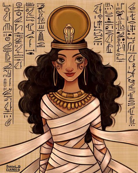 New illustration inspired by ancient Egypt 𓋹 by Egyptian artist Bassel Elkadi #kemet #ancientegypt #pharaoh #egyptian #illustration #illustrator #characterdesign Egyptian Illustration, Egyptian Art Drawing, Ancient Egypt Women, Egyptian Character Design, Cleopatra Art, Ancient Egyptian Women, Egyptian Poster, Names And Their Meanings, Egyptian Drawings