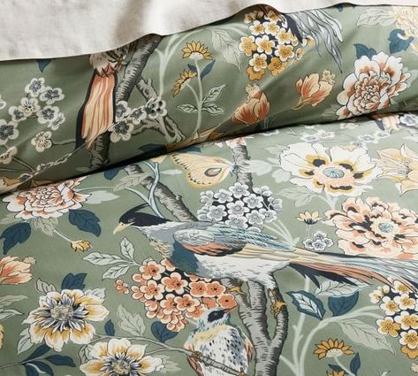 Sateen | Pottery Barn Floral Bedspread, Plaid Bedding, Green Duvet Covers, Floral Duvet Cover, Floral Bedding, Percale Sheets, Floral Duvet, Duvet Cover Pattern, Spare Room