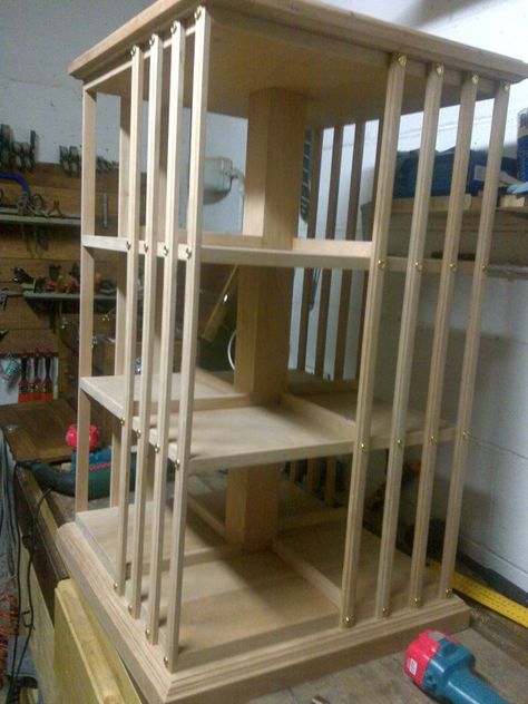 revolving bookcase - Reader's Gallery - Fine Woodworking Woodwork Joinery, Holiday Woodworking Projects, Woodwork Table, Cradle Woodworking Plans, Woodworking Signs, Modern Woodworking Projects, Painting Baseboards, Bookcase Plans, Jigsaw Projects