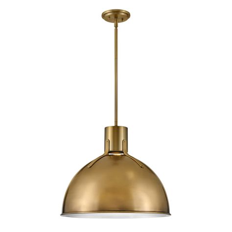 Brass Dome Pendant, Industrial Scandinavian, Hinkley Lighting, Task Lighting, Energy Efficient Lighting, Wood Dust, Smooth Lines, Sloped Ceiling, Vintage Industrial