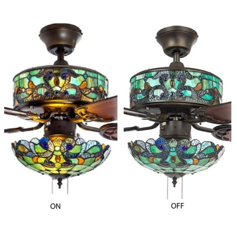 Copper Grove Guasipati 52-inch Tiffany-style Magna Carta Ceiling Fan - 52"L x 52"W x 16.5 - On Sale - Bed Bath & Beyond - 21838382 Tiffany Style Lighting, Magna Carta, Ceiling Fan Light Kit, Light Highlights, Baroque Design, Flush Mount Ceiling Fan, Tiffany Style, Ceiling Fans, Fan Light