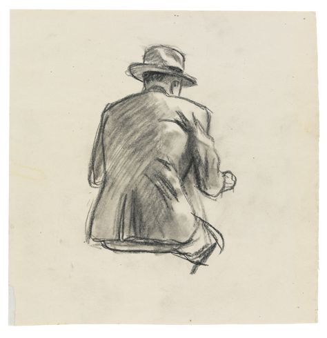 Man in a suit sitting from behind. Hopper Art, American Realism, Edward Hopper, Whitney Museum, Chalk Art, Life Drawing, Art Movement, Family Reunion, Portrait Drawing