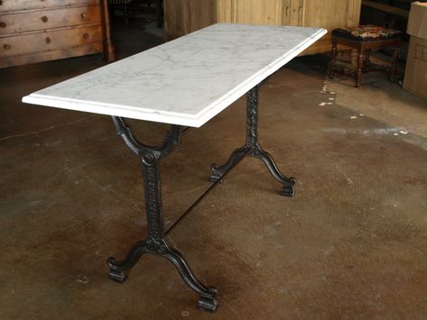 1000+ images about French Cast Iron table on Pinterest | Marble ... Kitchen Table Marble, Stone Fireplace Designs, Marble Top Table, French Bistro Chairs, Bistro Kitchen, Table With Marble Top, Marble Tables Design, Iron Console, Iron Console Table