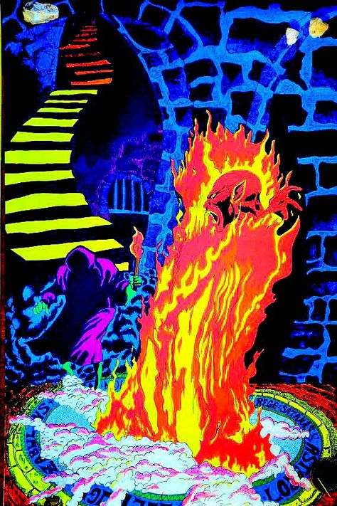 ("Rege Rising", 1970) Blacklight Posters, Black Light Posters, Arte Punk, Room Painting, Retro Horror, Pulp Art, Longboards, Art Collage Wall, Trippy Art