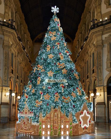 SWAROVSKI on Instagram: “Set in the heart of the Galleria Vittorio Emanuele II, the Swarovski Tree of Dreams enchants passers-by with decorations that pay homage to…” Swarovski Christmas Tree, Swarovski Christmas, Big Christmas Tree, In The Heart, Winter Wonderland, Enchanted, Christmas Decorations, Christmas Tree, Photo And Video