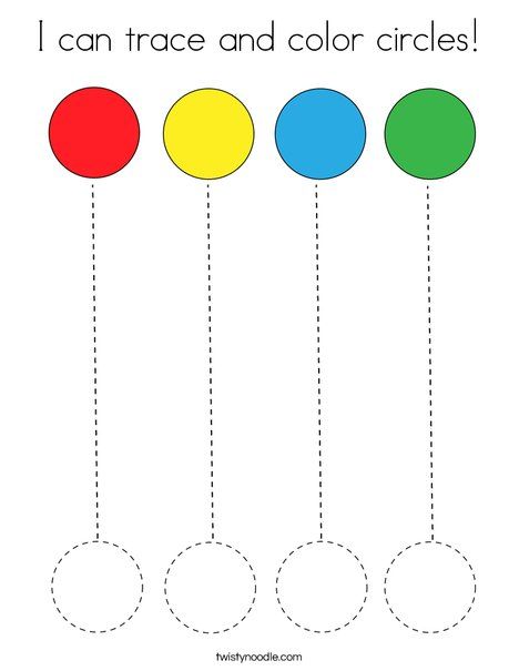 I can trace and color circles Coloring Page - Twisty Noodle Preschool Worksheets Free Printables, Preschool Color Activities, Color Worksheets For Preschool, Trace And Color, Shape Activities Preschool, Twisty Noodle, Preschool Tracing, Pre Writing Activities, Kids Worksheets Preschool