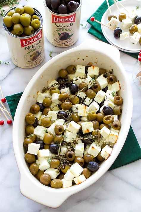 Feta And Olives, Keto And Gluten Free, Holiday Appetizers Easy, Baked Feta, Holiday Appetizer, Thanksgiving Appetizers, Green Olives, Holiday Appetizers, Keto Snacks