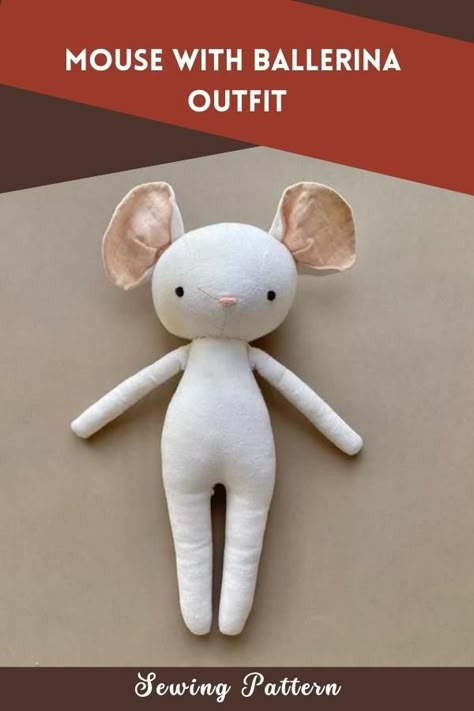 Toy Mouse Sewing Pattern, Mini Animal Sewing Pattern, Tilda Sewing Pattern, Stuffed Mouse Pattern, Ragdoll Sewing Pattern, Mouse Doll Pattern Free, Easy Doll Sewing Pattern, Free Mouse Sewing Pattern, Animal Doll Patterns Free Sewing