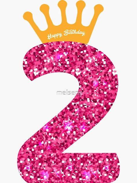 "2nd Queens Crow Happy Birthday for Girls" Sticker for Sale by melsens | Redbubble Happy 2nd Birthday Girl, Ginebra San Miguel Gin Cake, Diy Cake Topper Printable, Anchor Stencil, Kids Cake Toppers, Paw Patrol Birthday Theme, Barbie Birthday Cake, Colorful Wedding Cakes, Name Decorations