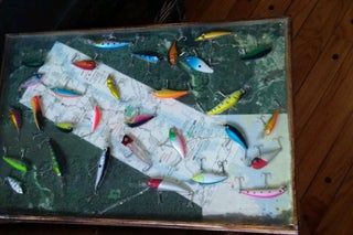 Fishing Lure Side Table : 7 Steps - Instructables Resin Fishing Lures, Cabin Table, Fishing Table, Old Fishing Lures, Epoxy Ideas, Resin Table Top, Grill Light, My Apologies, Resin Crafts Tutorial