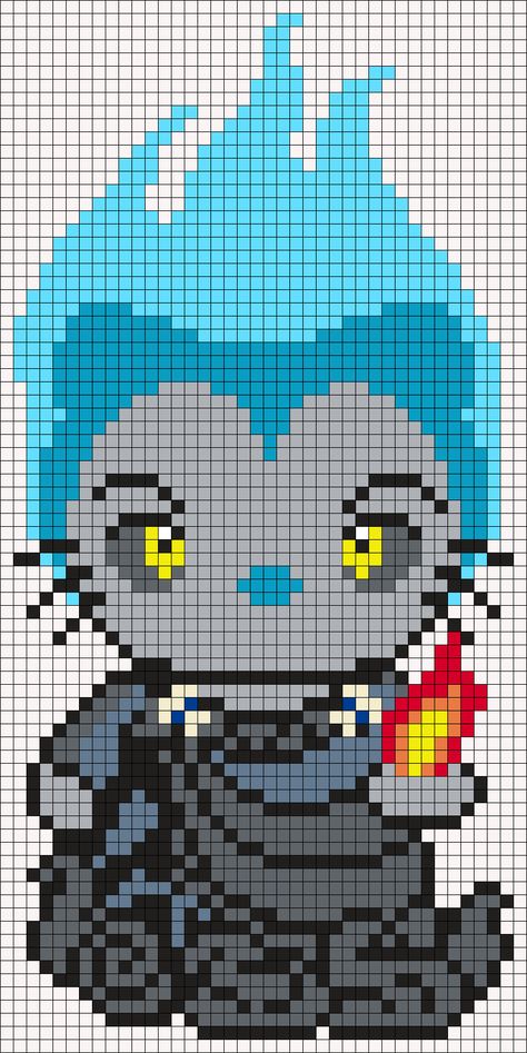 Hades (from Hercules) Hello Kitty (Square Grid Pattern) Hades From Hercules, Pixel Blanket, Halloween Perler, Perler Bead Mario, Perler Designs, Modele Pixel Art, Square Grid, Pony Bead Patterns, Perler Bead Templates