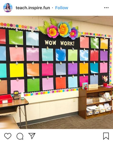 Wow work Student Work Wall, فن الرسم بالمسامير, Tropical Classroom, Kindergarten Bulletin Boards, Art Classroom Management, School Board Decoration, Boards Ideas, Teacher Classroom Decorations, Prek Classroom