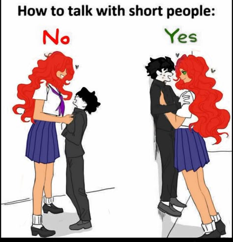 Chica alta y chico bajo Tall Girlfriend Short Boyfriend Art, Tall Woman Art, Tall Girl Short Guy Drawing, Shorter Bf Taller Gf, Tall Girl X Short Guy, Fanart 18plus Boy And Girl, How To Talk To Short People, Tall Girlfriend Short Boyfriend, Tall And Short Couple Drawing Base